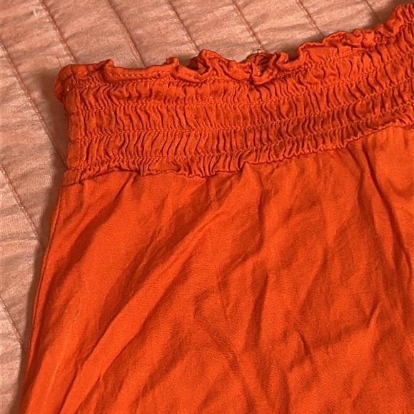 by Anthropologie Orange Smocked Mini Skirt size Small - Picture 3 of 11